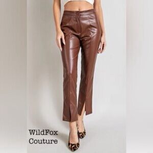 Wildfox Princess Seams Split Hem Faux Leather Pants size Med NWT